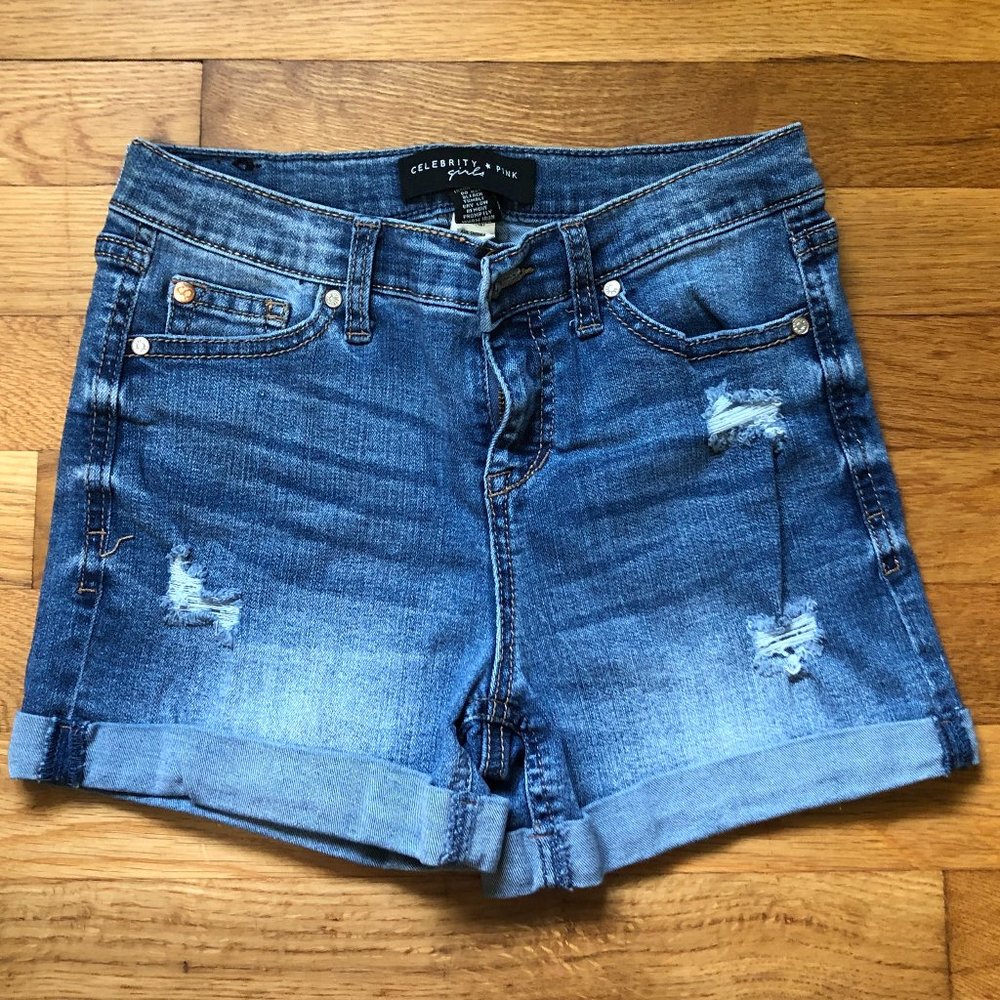 Distressed Jean Shorts with Holes, Girls Size 12
